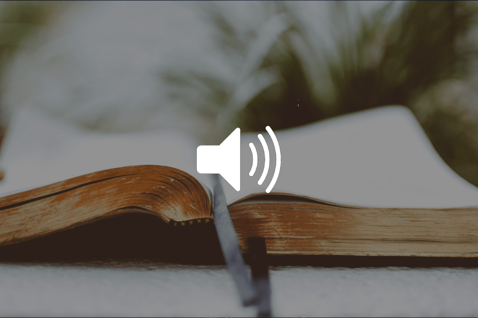 A pair of scissors and an open book.