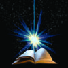 A book with the light shining from it.