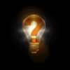 A light bulb with a question mark inside of it.