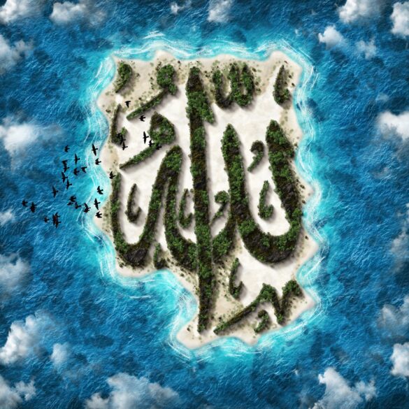 A painting of the name of allah in arabic.